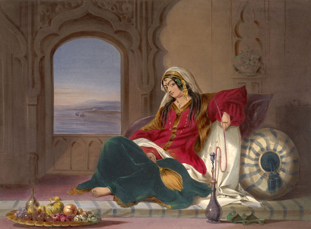 Kandahar Pani Rangi, Zaangażowana w Palenie, 1848 autorstwa Robert Carrick