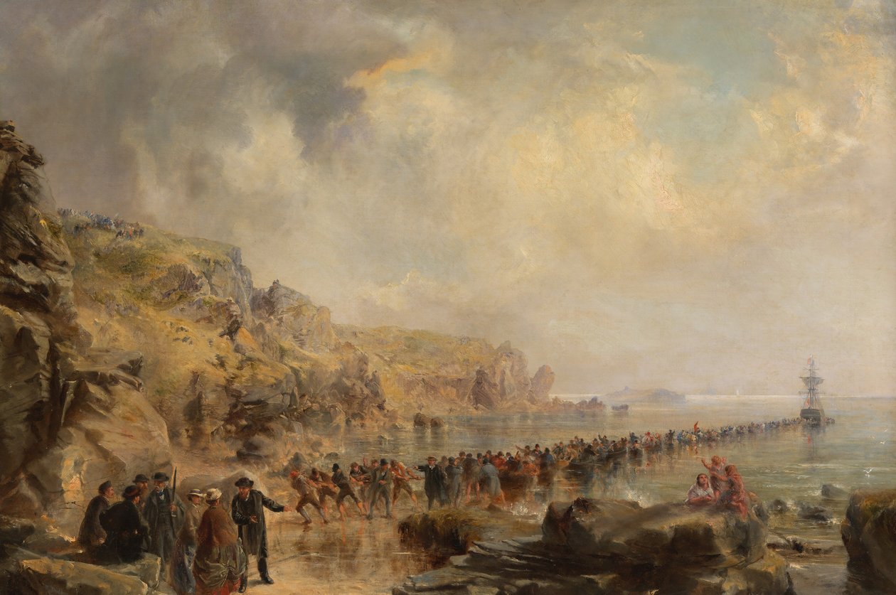 Lądowanie przy brzegu Kabla Atlantyckiego, 1866. autorstwa Robert Charles Dudley