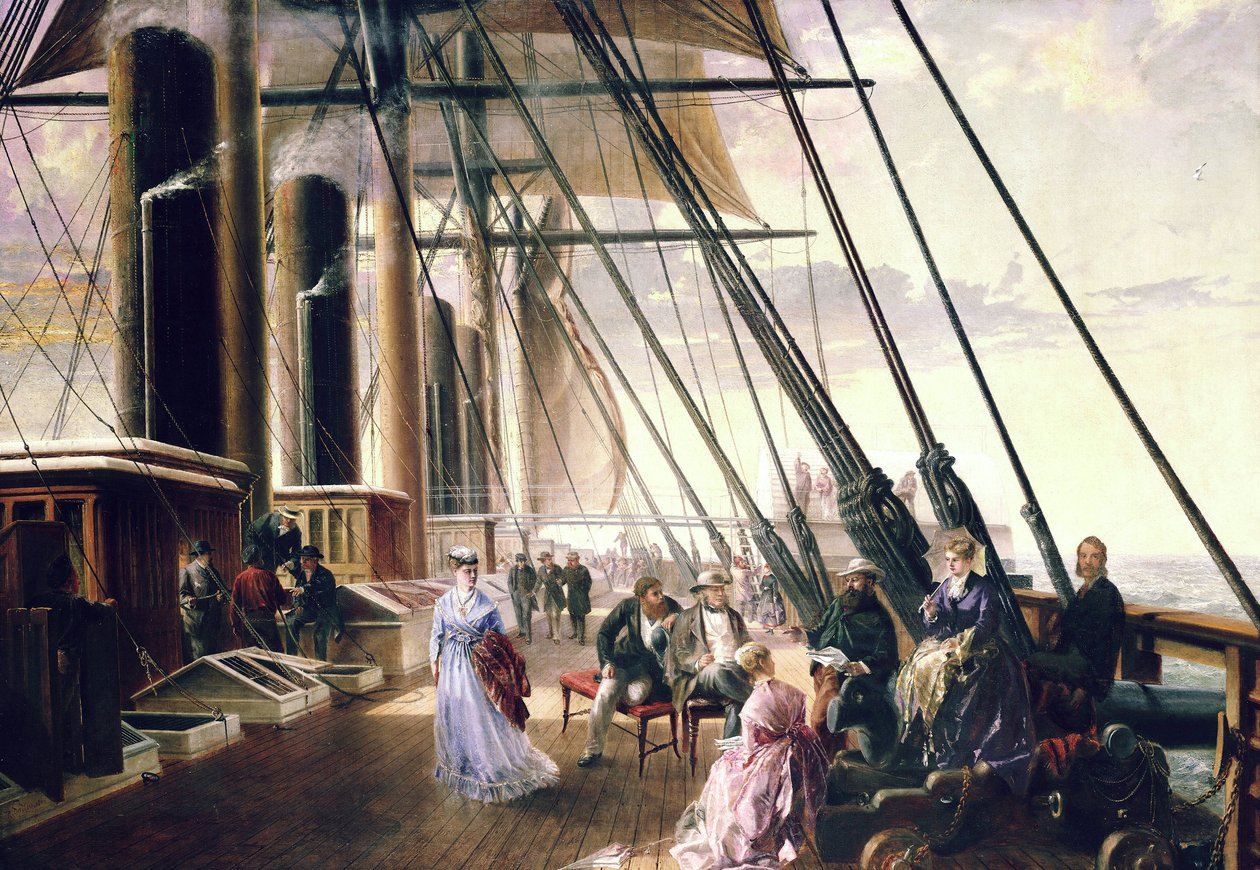 Na pokładzie parowca i statku kołowego "Great Eastern" Isambarda Kingdoma Brunela (1806-1859), w drodze z Sheerness (Anglia) do Valentia (Irlandia). autorstwa Robert Charles Dudley