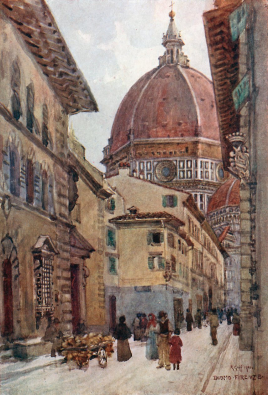 Via dei Servi (kolorowa litografia) autorstwa Robert Charles Goff