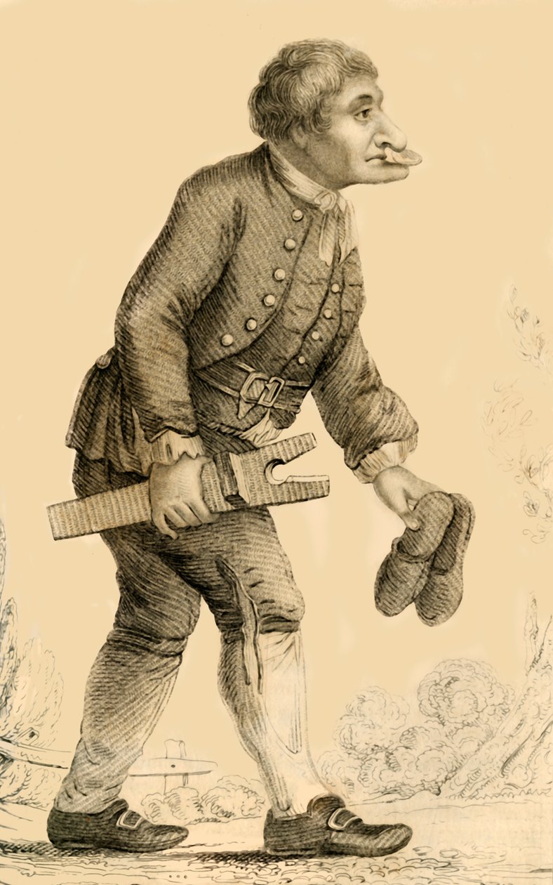 Old Boots, dobrze znana postać w Rippon w Yorkshire, 1821. autorstwa Robert Cooper