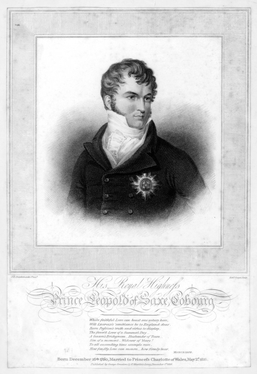 Książę Leopold George Christian Frederick Sachsen-Coburg-Saalfeld, 1818. autorstwa Robert Cooper