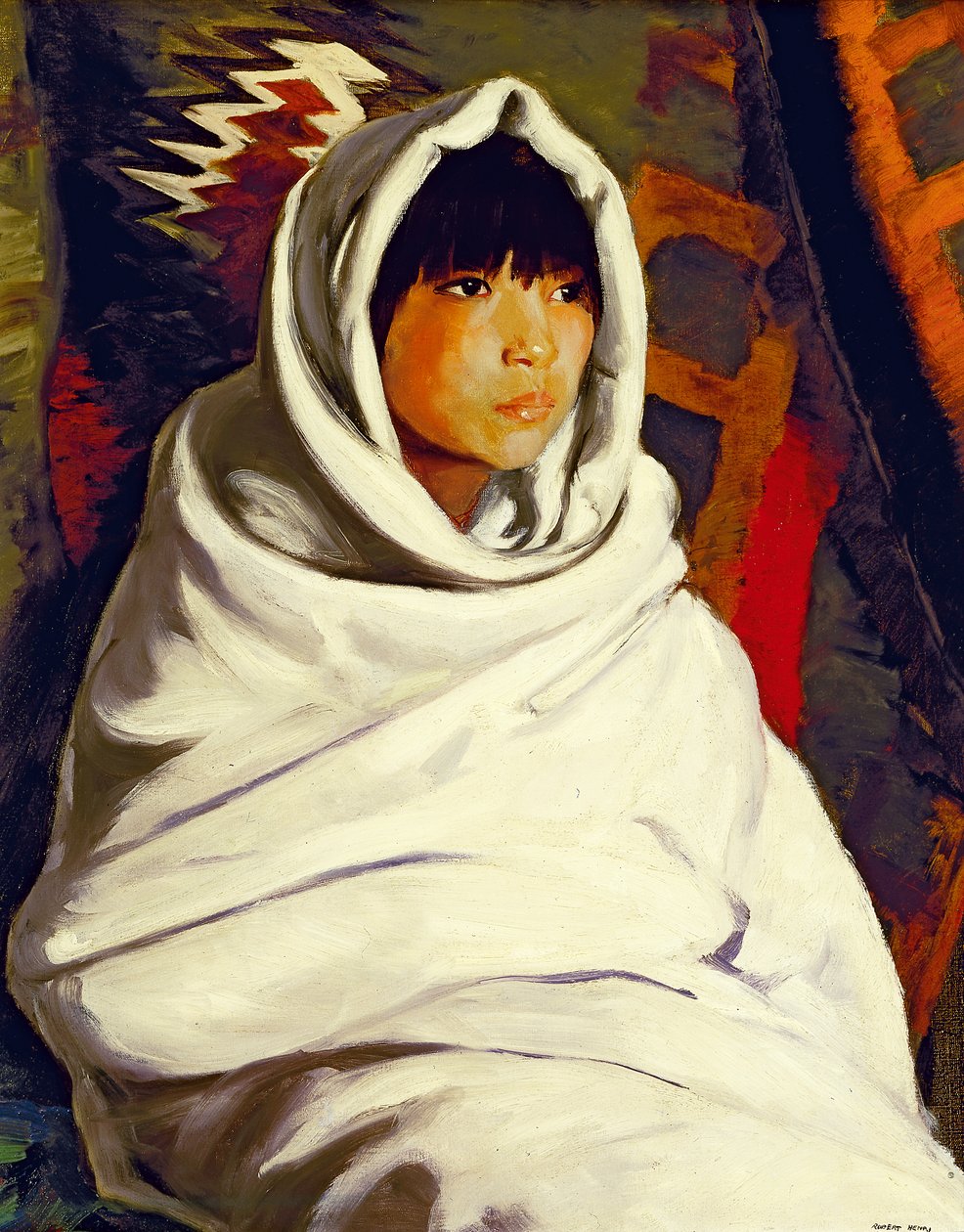 Indyjska dziewczyna w białym kocu, 1917 autorstwa Robert Cozad Henri