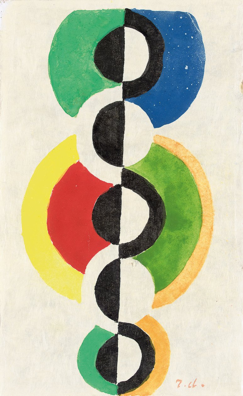 Rytm, ok. 1932 (gwasz, akwarela i pędzel i tusz na japońskim papierze perłowym) autorstwa Robert Delaunay