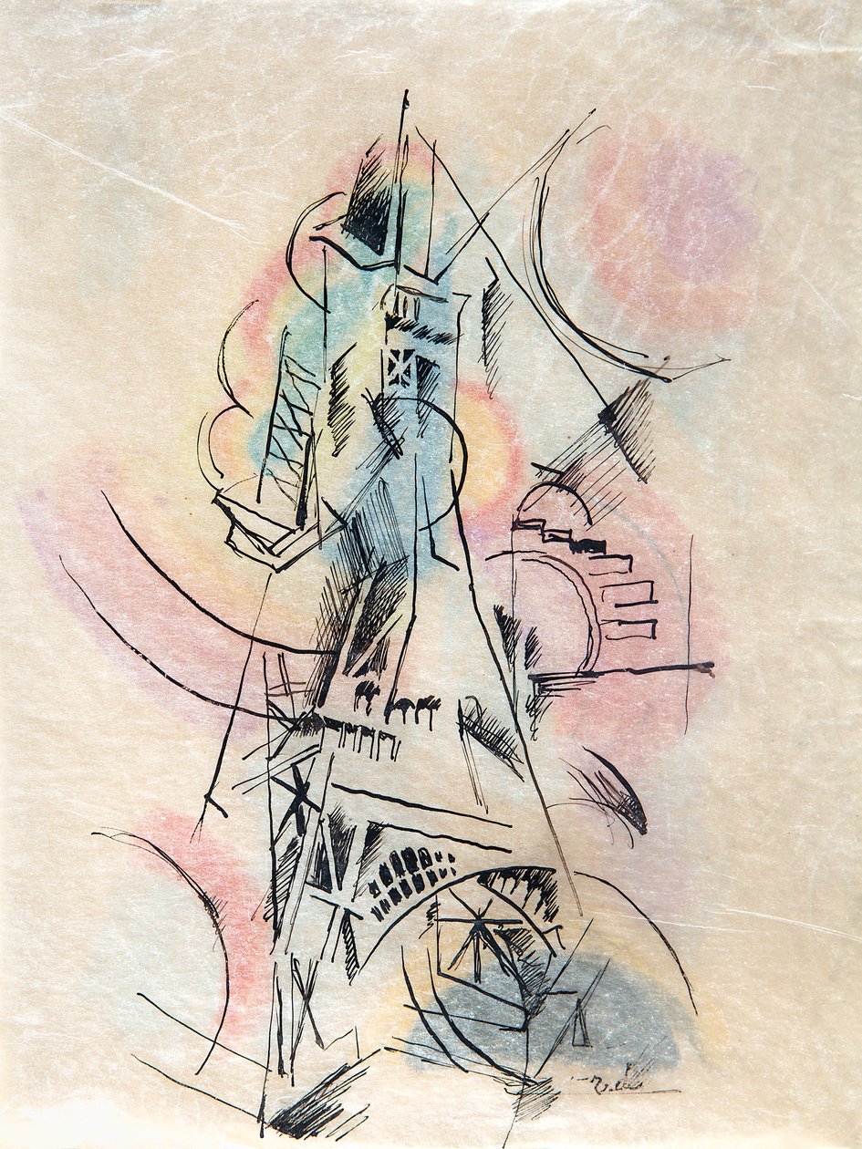 Studium dla La Tour Eiffel, c. 1911. autorstwa Robert Delaunay