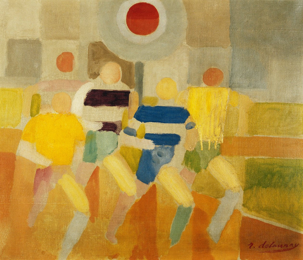 Biegacze na piechotę, ok.1920 (olej na płótnie) autorstwa Robert Delaunay