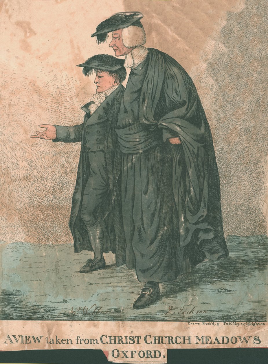 Widok zaczerpnięty z Christ Church Meadows, Oksford, 1807 r. autorstwa Robert Dighton