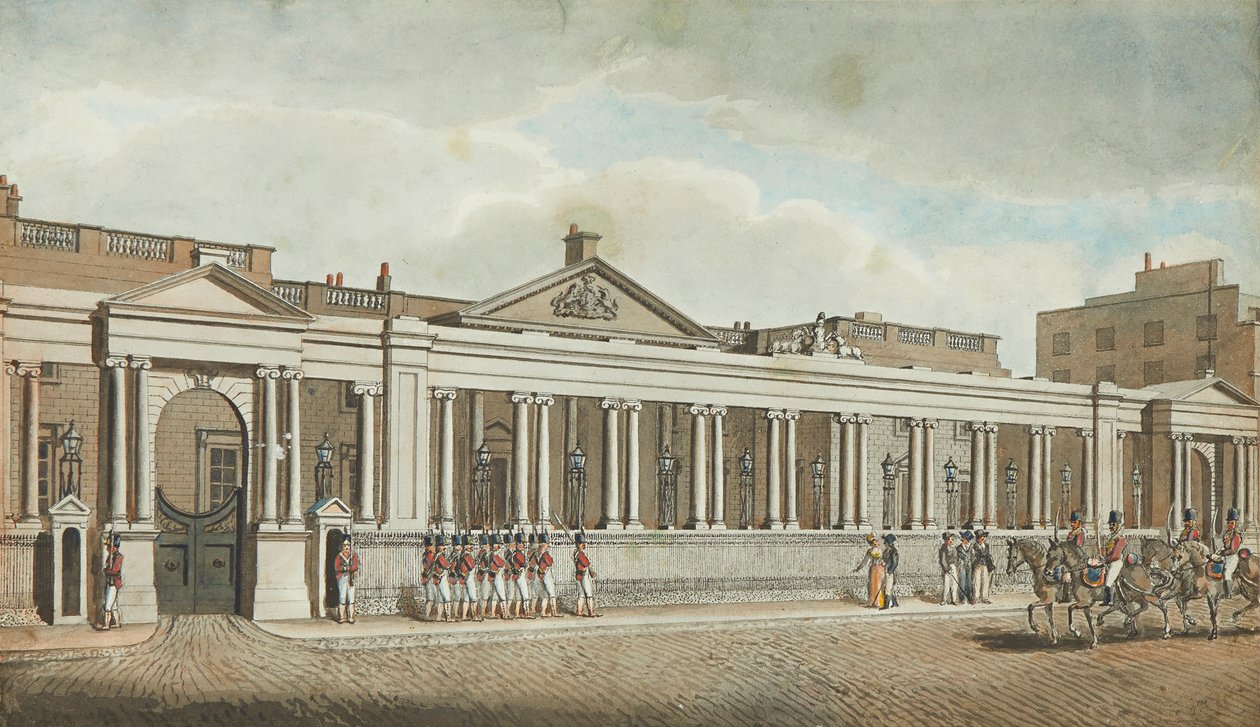 Carlton House, Pall Mall (pióro i atrament oraz akwarela) autorstwa Robert Dighton