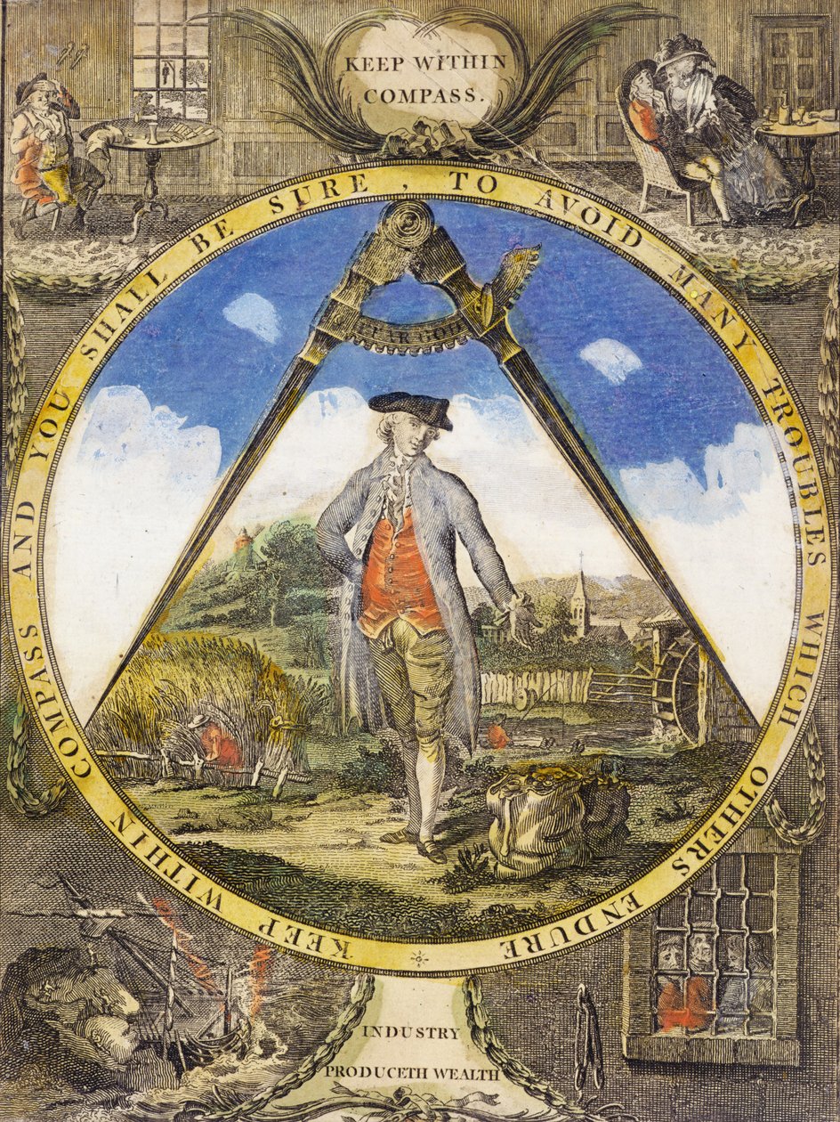 Przechowywać w kompasie c. 1784 (akwaforta i grawer ręcznie kolorowane) autorstwa Robert Dighton