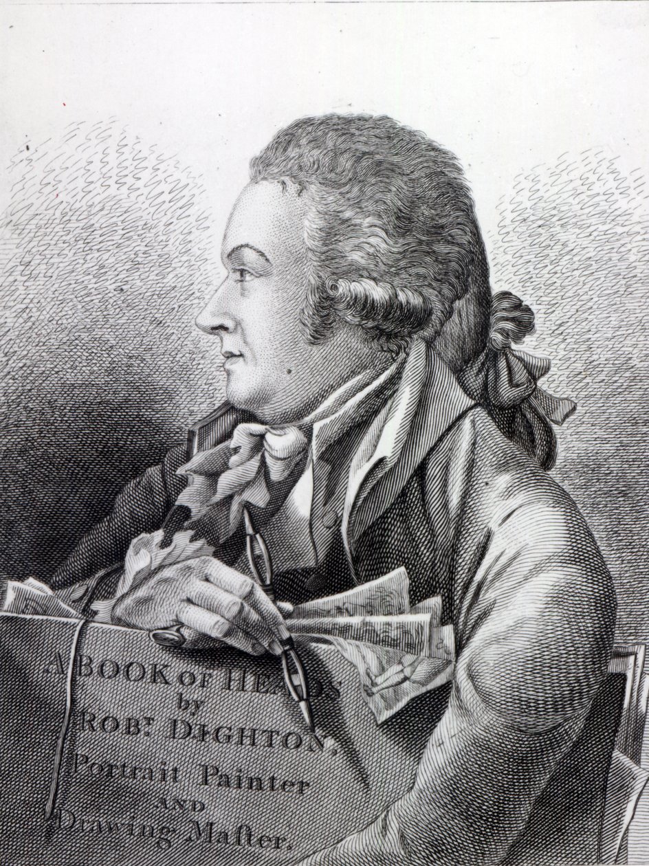 Autoportret, frontispis do jego „Księgi głów”, 1795 autorstwa Robert Dighton
