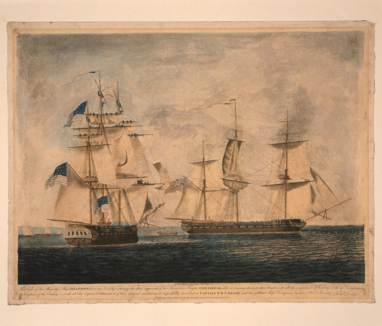 HMS Shannon zdobywa USS Chesapeake, 1 czerwca 1813, 1813 autorstwa Robert Dodd