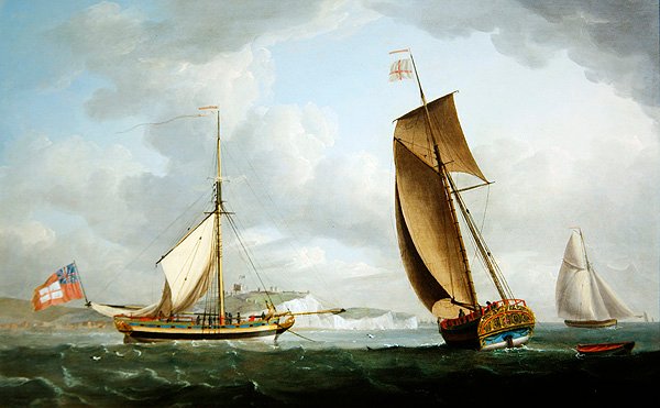 Jacht Trinity House na dwóch pozycjach poza Dover autorstwa Robert Dodd