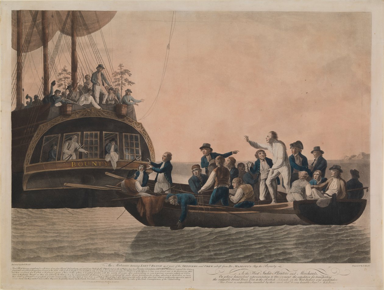 Buntownicy zawracający Bligha i jego załogę z "Bounty", 29 kwietnia 1789 r. autorstwa Robert Dodd