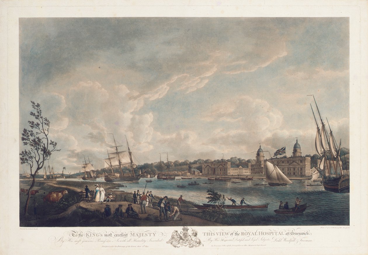 Widok Szpitala Królewskiego w Greenwich, 1793 autorstwa Robert Dodd