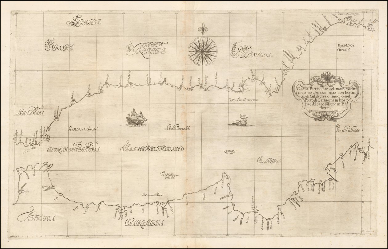 Mapa zachodniej części Morza Śródziemnego i Gibraltaru z 1646 r. autorstwa Roberta Dudleya autorstwa Robert Dudley