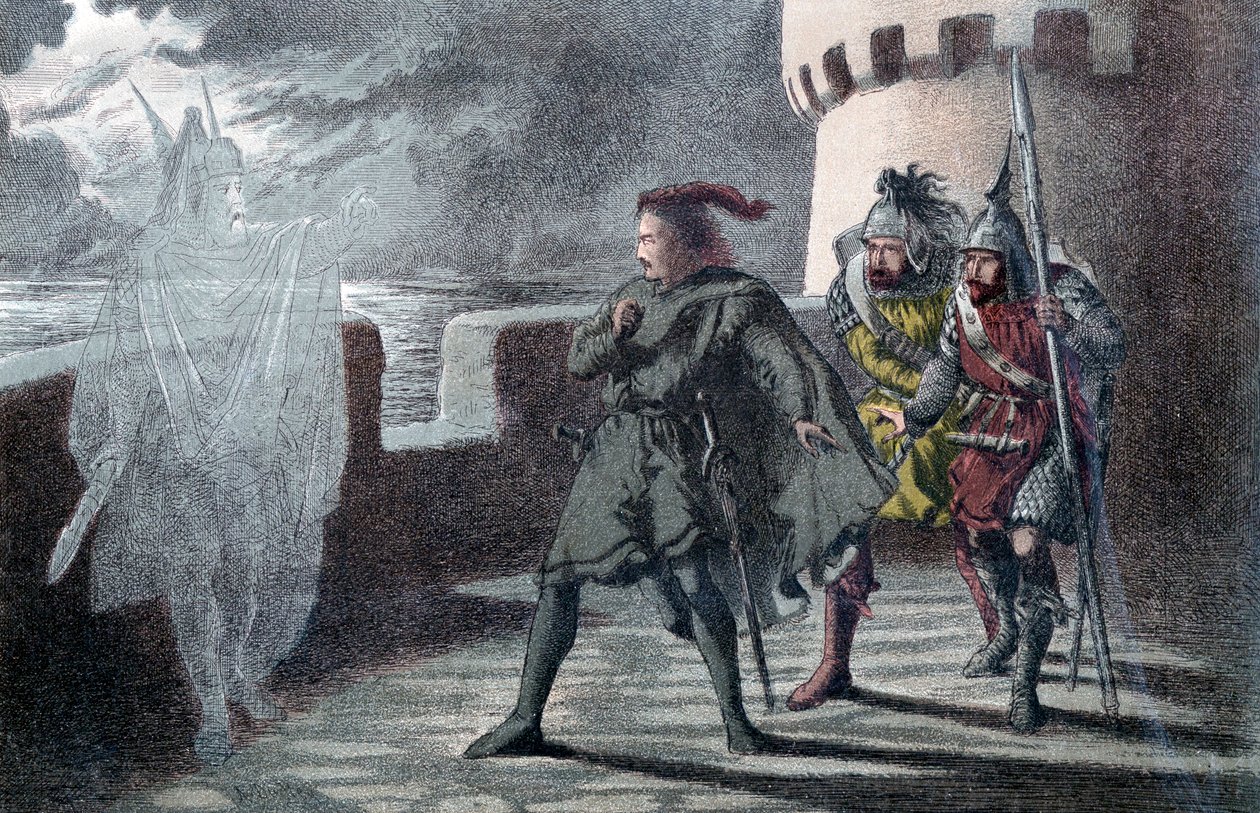 Hamlet widzi ducha swojego ojca na blankach zamku Elsinore autorstwa Robert Dudley