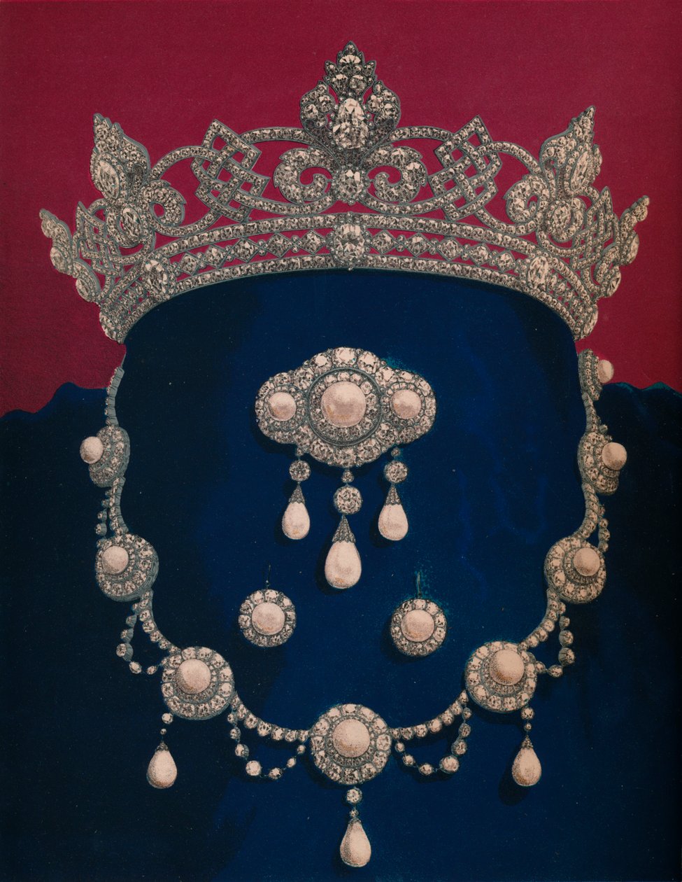 Parure of Diamonds and Pearls - Dar JKW Księcia Walii, 1863. autorstwa Robert Dudley