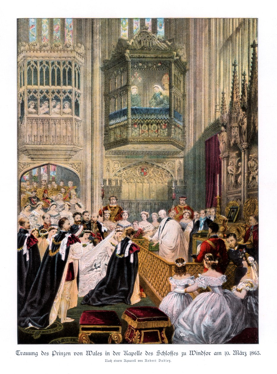 Ślub księżniczki Aleksandry i księcia Edwarda, kaplica św. Jerzego w Windsorze, 10 marca 1863, 1 autorstwa Robert Dudley