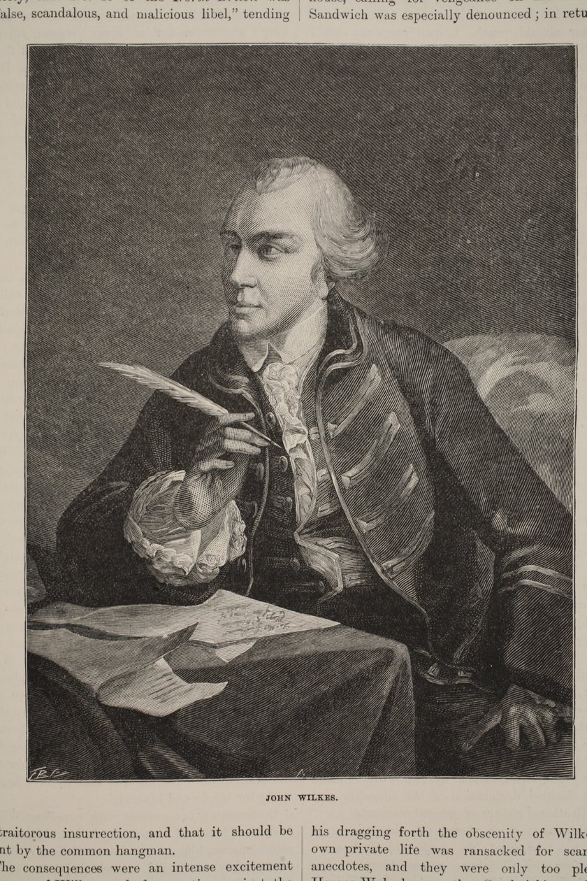 John Wilkes, ilustracja z „Ilustrowanej historii Anglii Cassella” (zdjęcie w sepii) autorstwa Robert Edge Pine