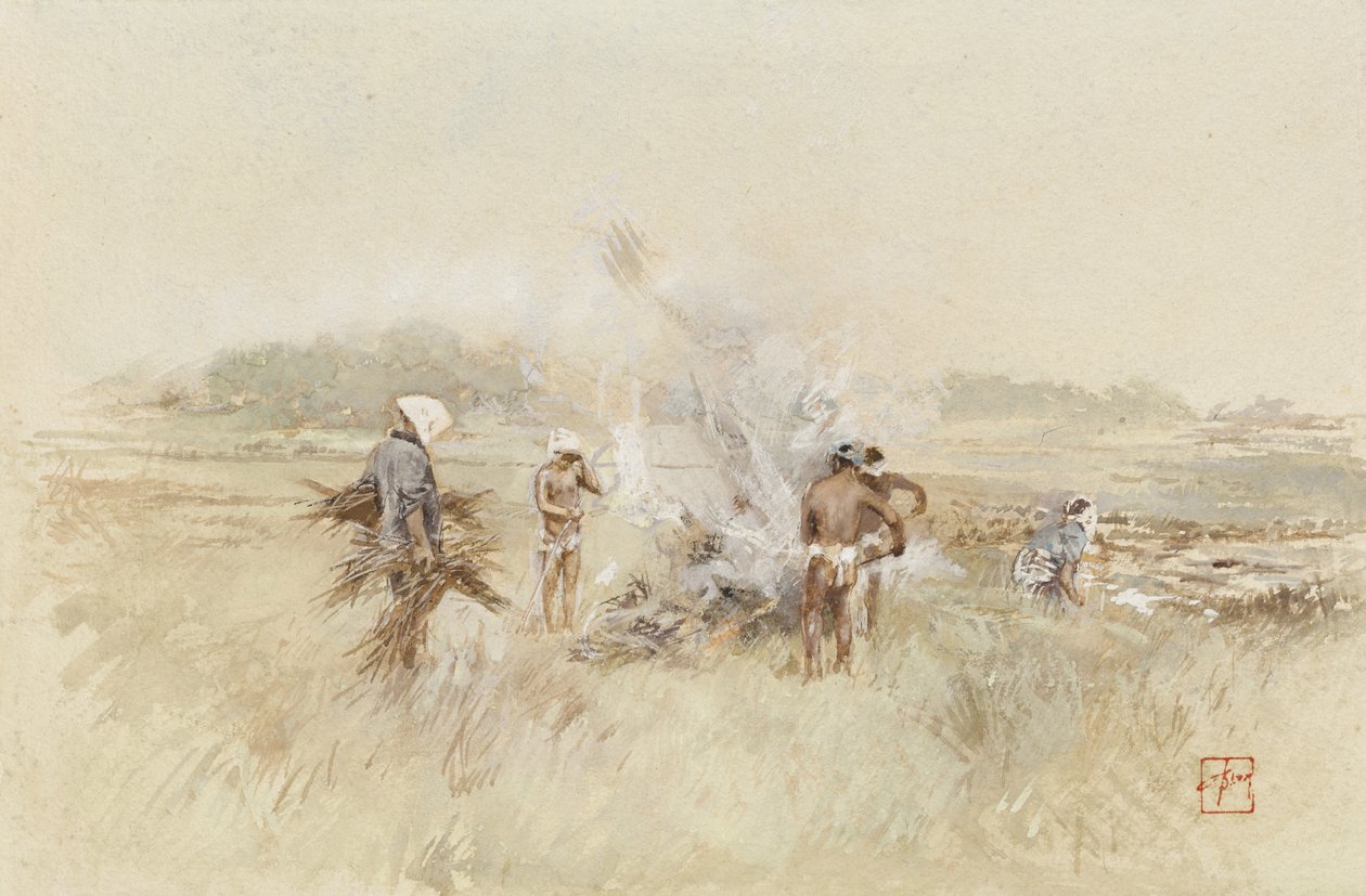 W pracy Heaping Brush na tlących się pożarach, 1867-1903 autorstwa Robert Frederick Blum