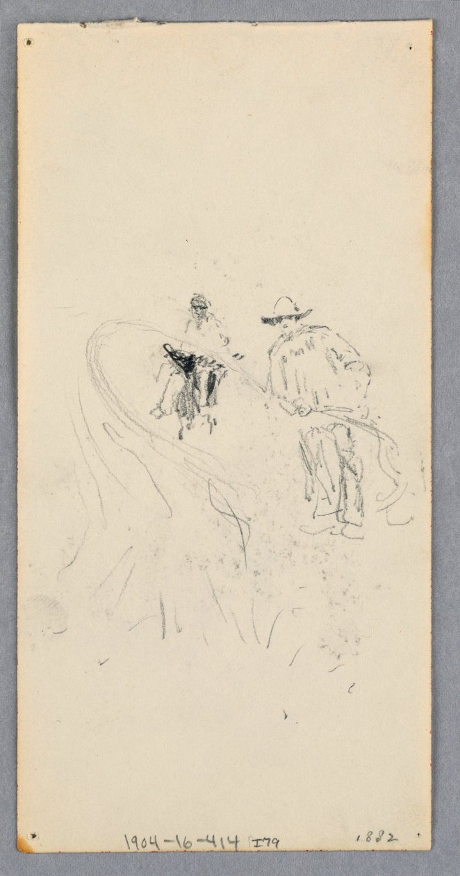 Rysunek, Ściana zewnętrzna: Wykusz, balkon i gzyms (recto); Dwie postacie i niezidentyfikowane linie (verso), 1882 r. autorstwa Robert Frederick Blum