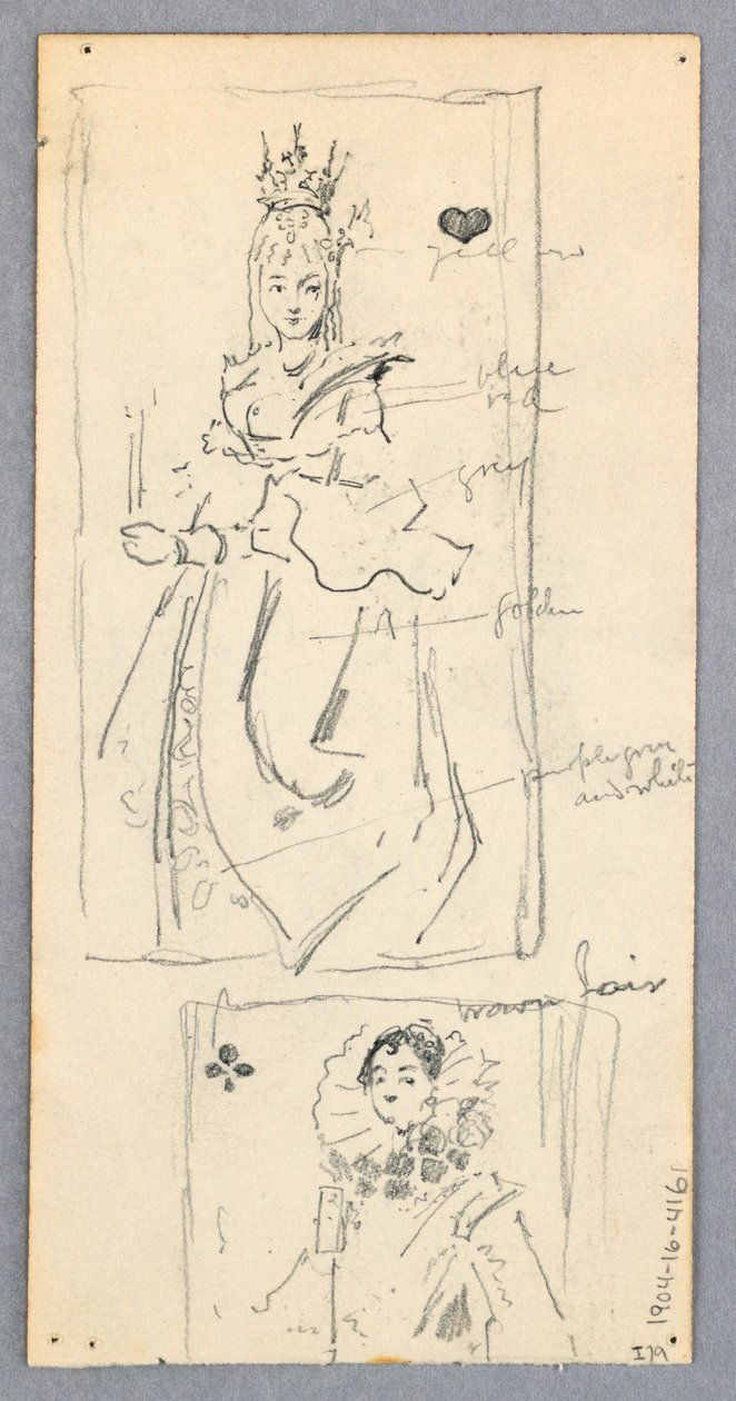 Rysunek, Scena uliczna, Włochy (recto); Dwa oprawione widoki kobiet na kartach do gry (verso), 1882 r. autorstwa Robert Frederick Blum