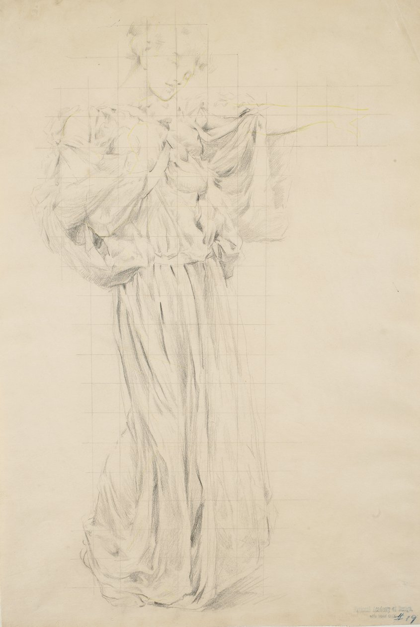 Study for Moods to Music, 1893-95 (grafit z żółtym ołówkiem na jasnożółtym papierze) autorstwa Robert Frederick Blum
