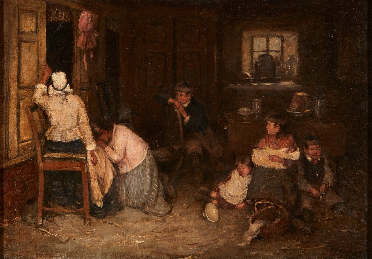 Smutne wieści (olej na płótnie) autorstwa Robert Gemmell Hutchison