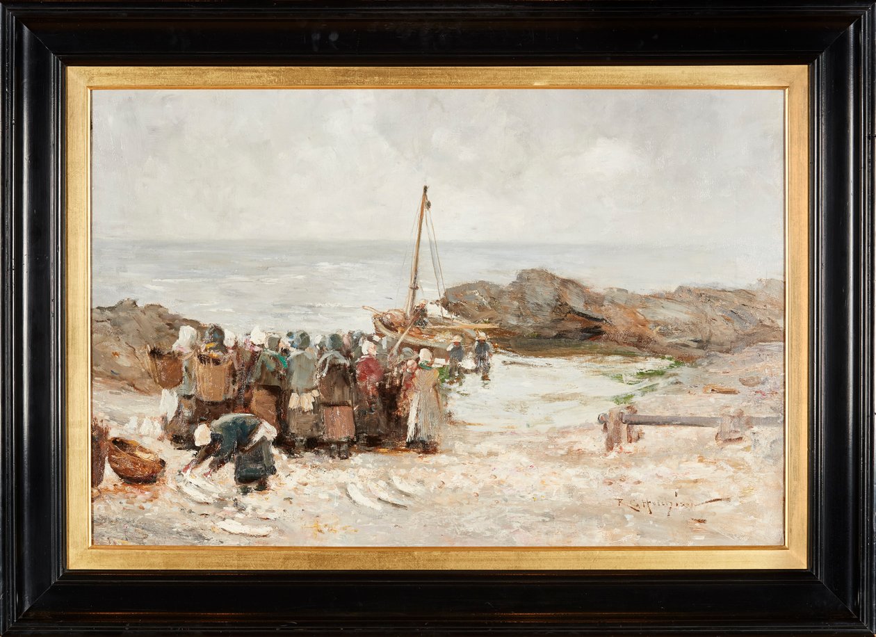 Powrót rybaków (olej na płótnie) autorstwa Robert Gemmell Hutchison