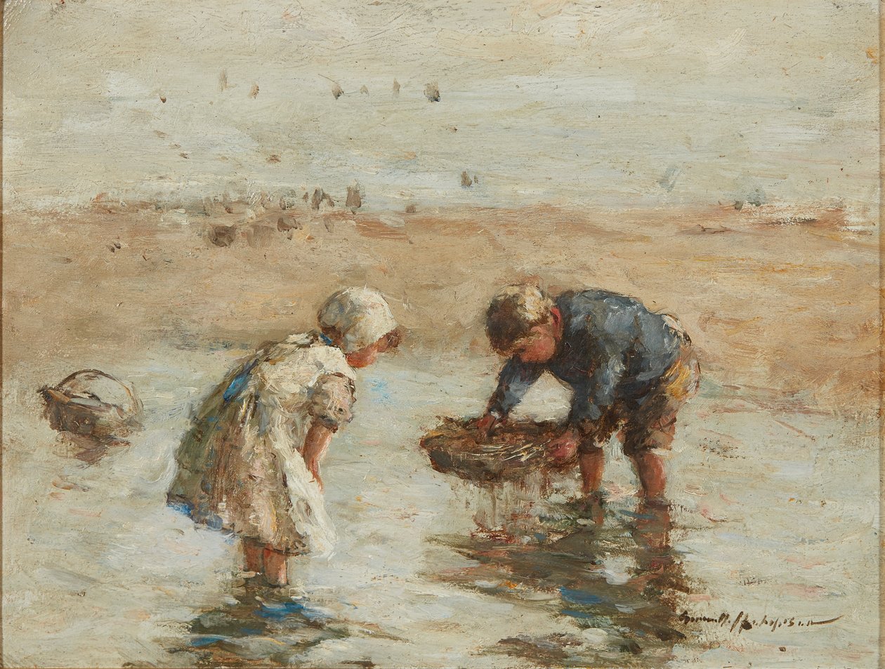 Młodzi Rybacy (olej na pokładzie) autorstwa Robert Gemmell Hutchison