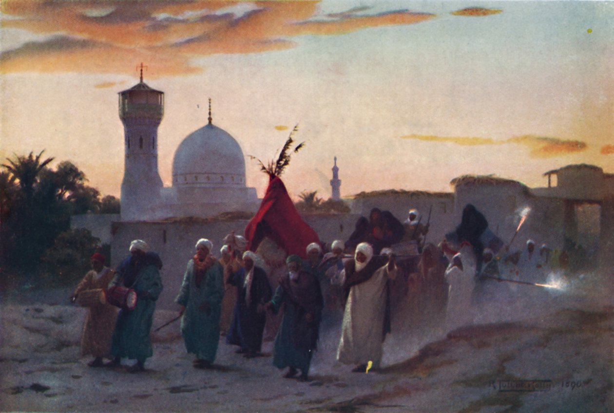 Procesja weselna w Menzali: powrót panny młodej do domu, ok. 1880, 1904 r. autorstwa Robert George Talbot Kelly