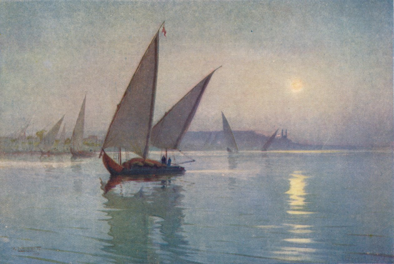 Światło księżyca nad Nilem, niedaleko Kairu, c1880, 1904 autorstwa Robert George Talbot Kelly