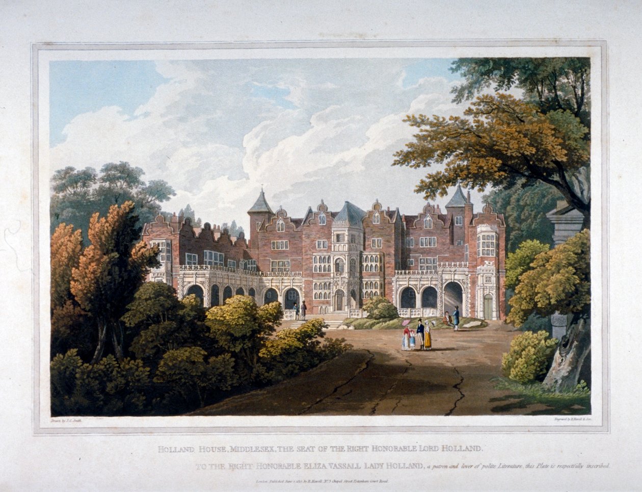 Holland House, Kensington, Londyn, 1817. autorstwa Robert Havell