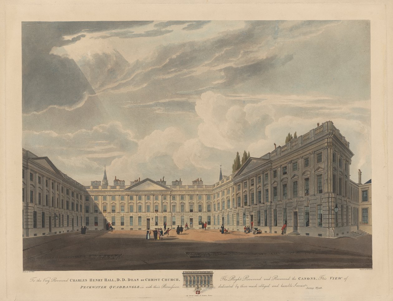 Peckwater Quadrangle, Igreja de Cristo, Oxfordpolish autorstwa Robert Havell