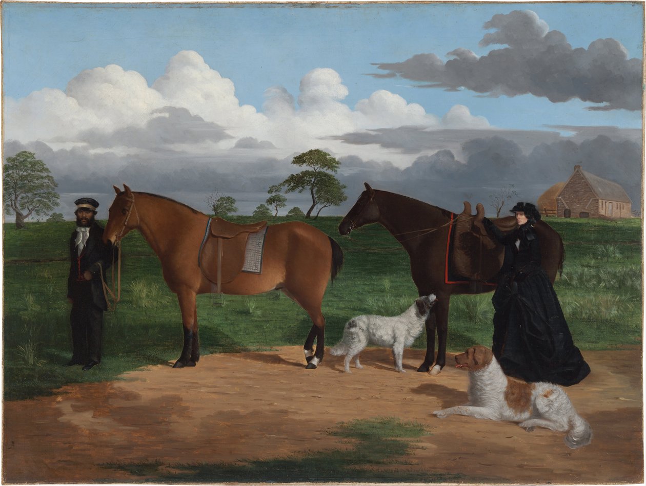Pani Adolphus Sceales z Black Jimmie na stacji Merrang, 1856 autorstwa Robert Hawker Dowling