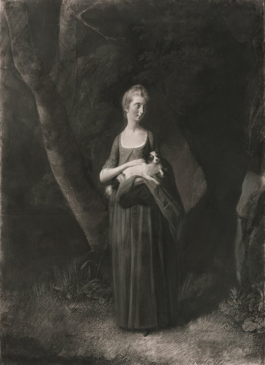 Panna Cunningham trzymająca swojego King Charles Spaniela autorstwa Robert Healy