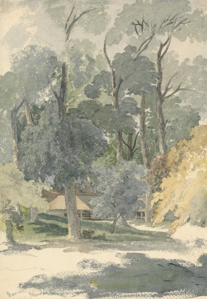 Drzewa i stodoły w Ashstead Park, Surrey autorstwa Robert Hills
