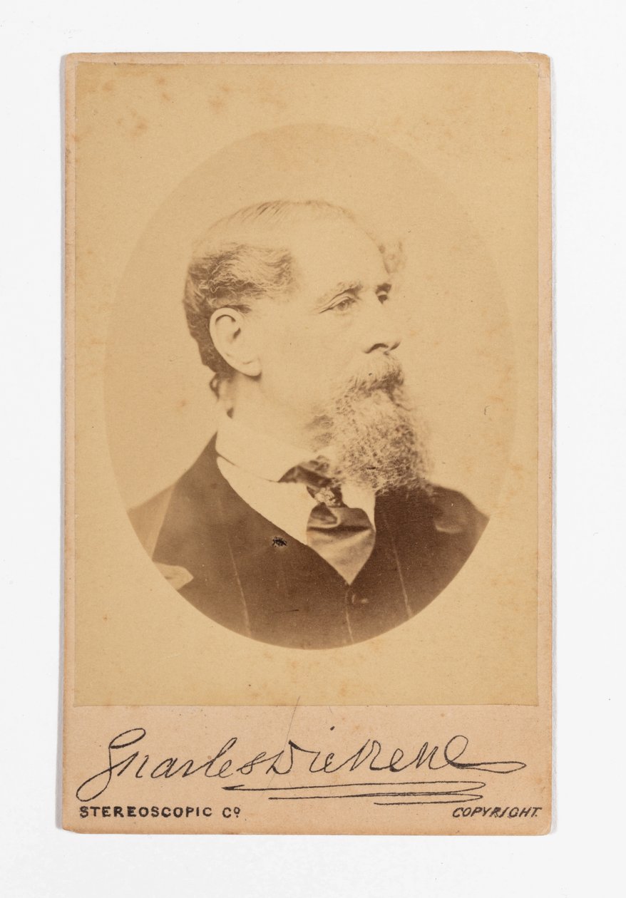 Carte de visite Karola Dickensa z podpisem Dickensa autorstwa Robert Hindry Mason