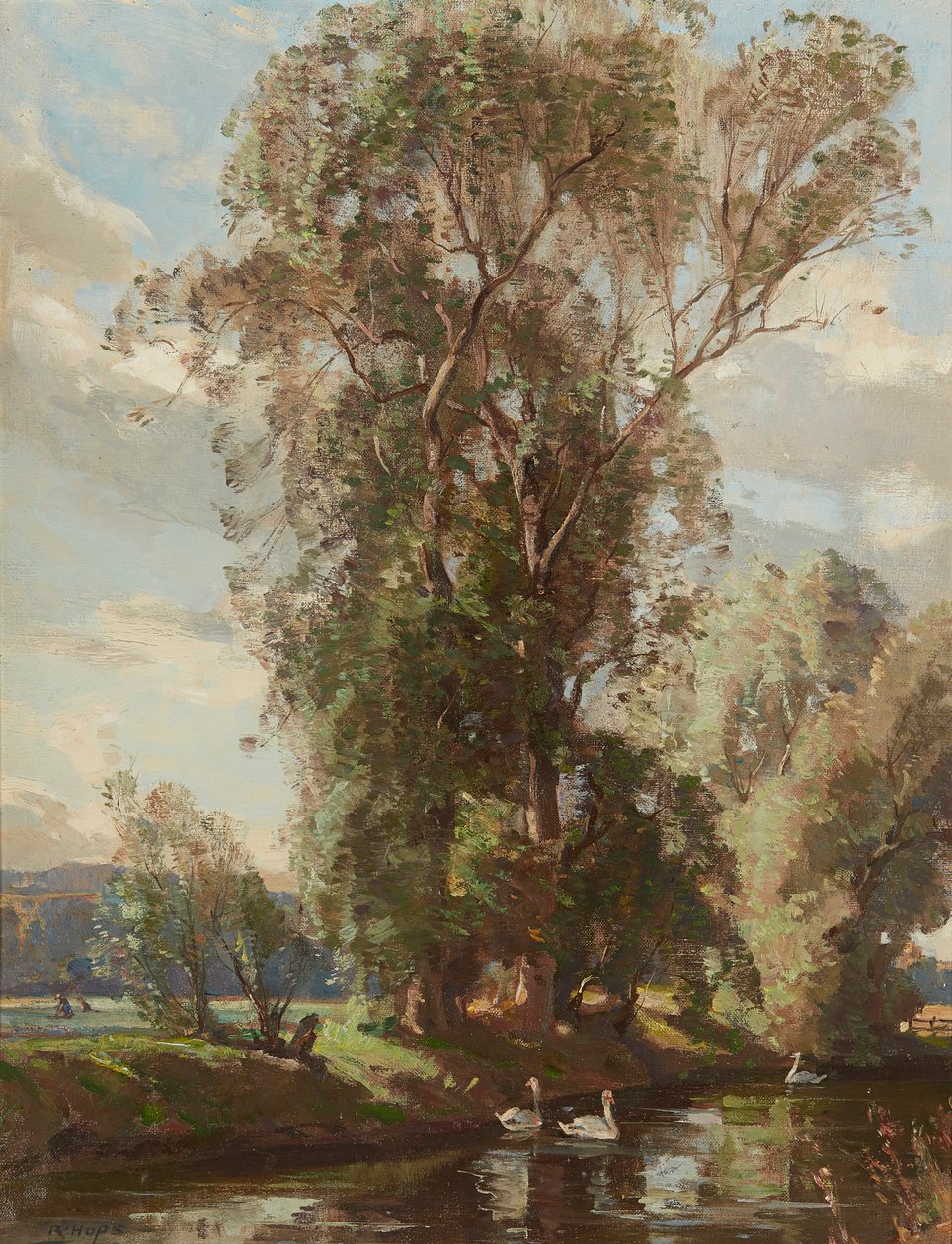 On the Knows Mill Lade, Prestonkirk (olej na płótnie) autorstwa Robert Hope