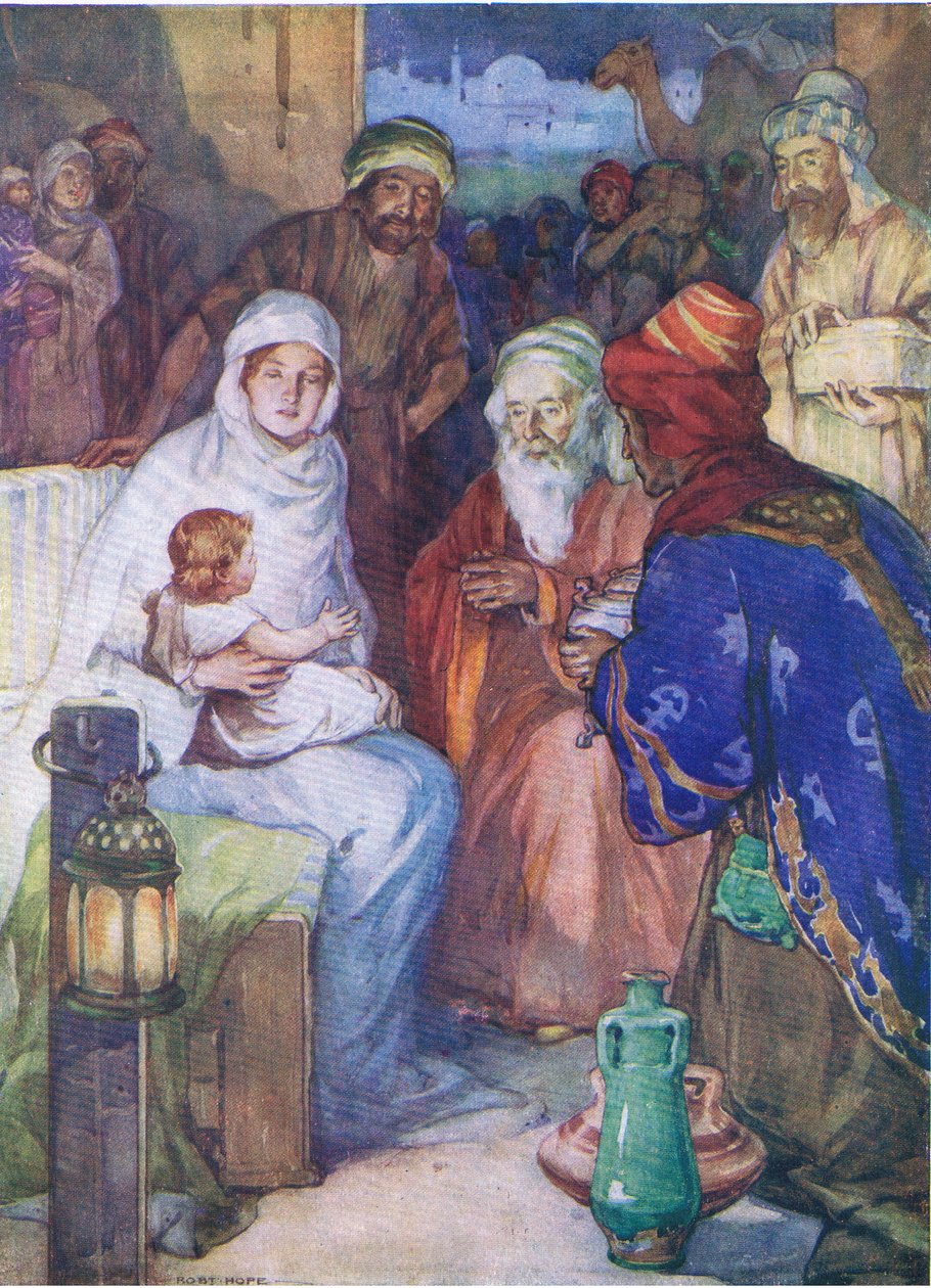 Mędrcy Wschodu, z The Bible Picture Book wydanej przez Thomasa Nelsona, ok. 1950 autorstwa Robert Hope
