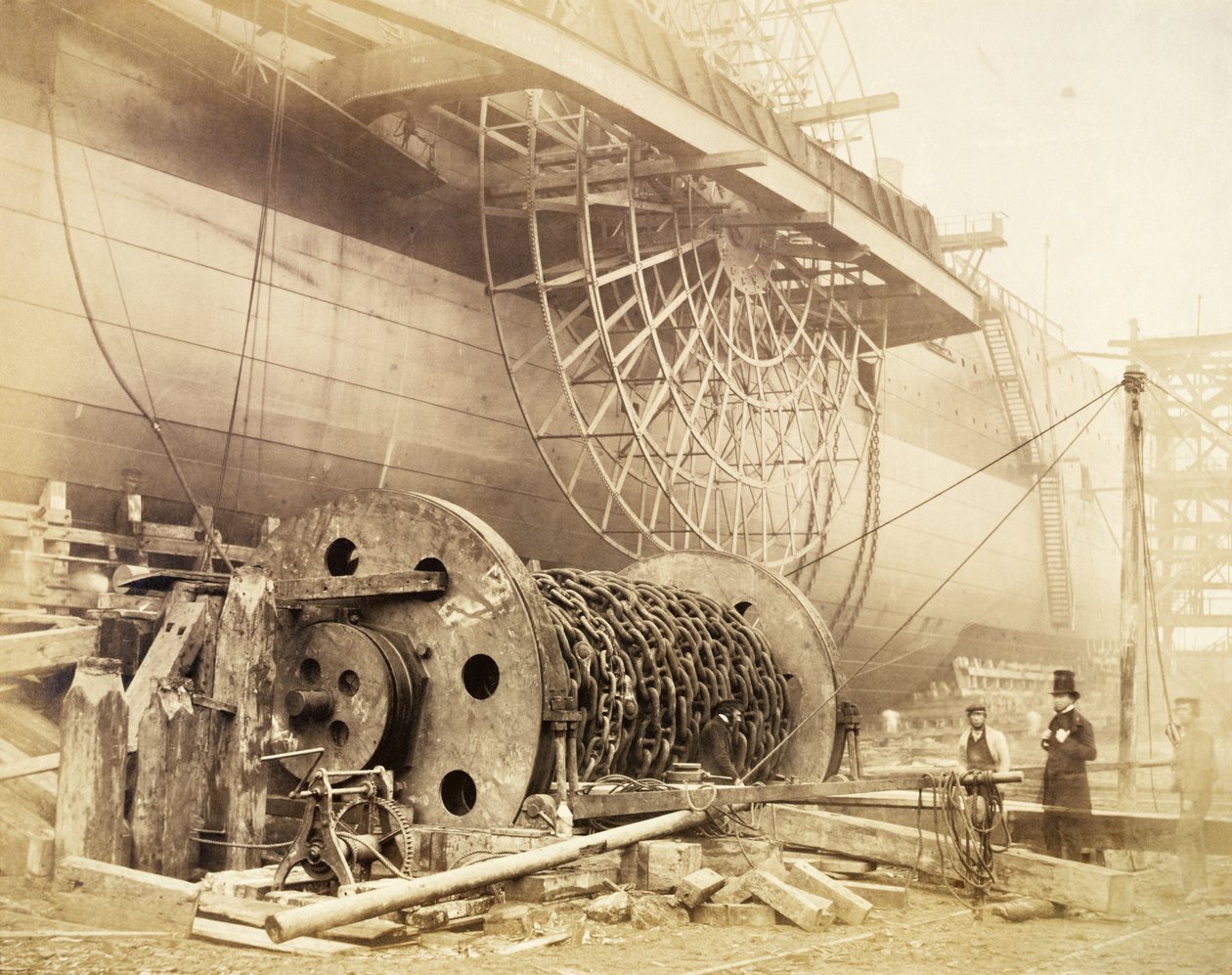 Isambard Kingdom Brunel (1806-59) obok „Wielkiego Wschodu”, c.1857 autorstwa Robert Howlett