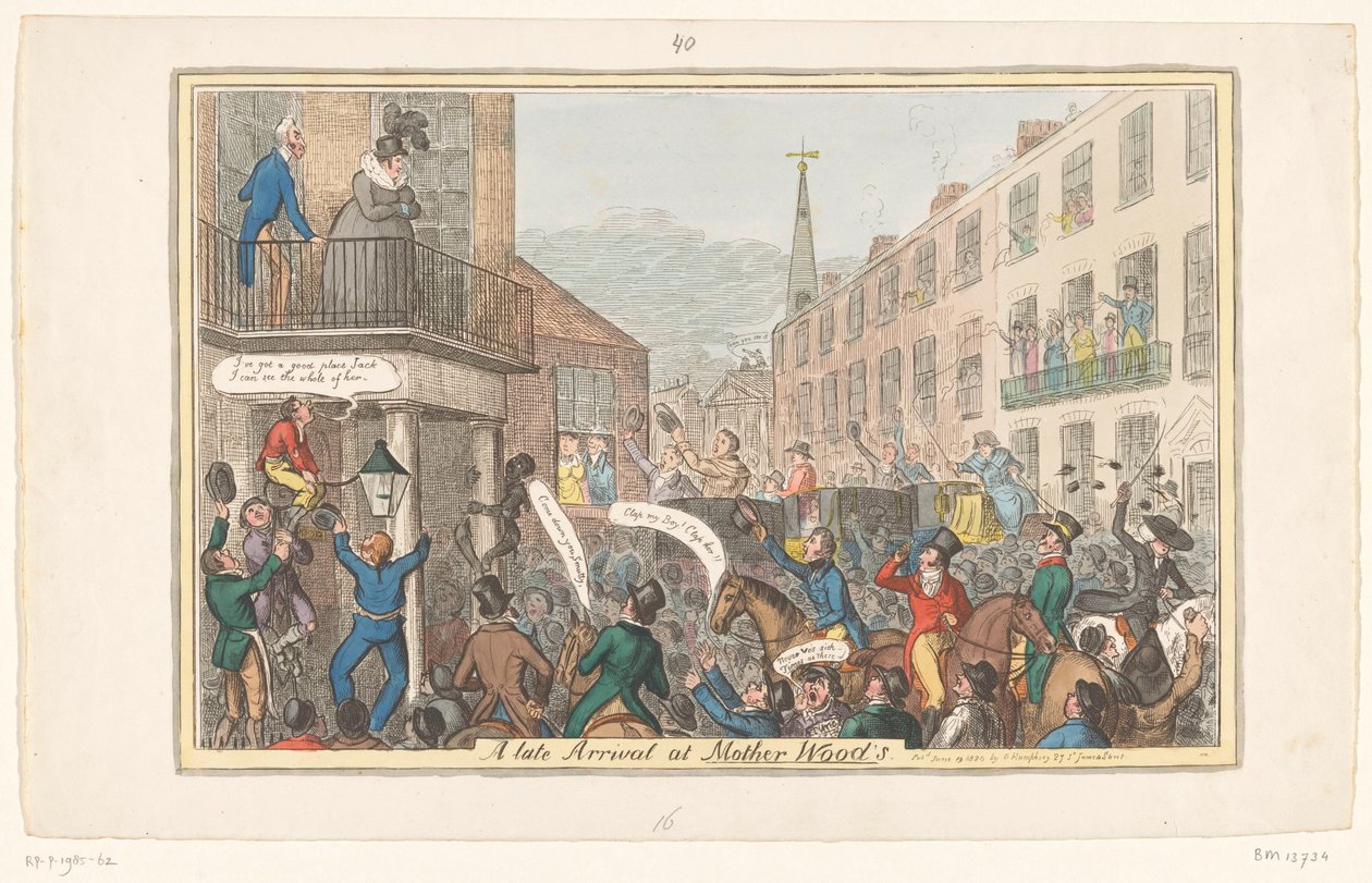Spotprent op prins Caroline, 1820 Spóźniony przyjazd do Mother Wood