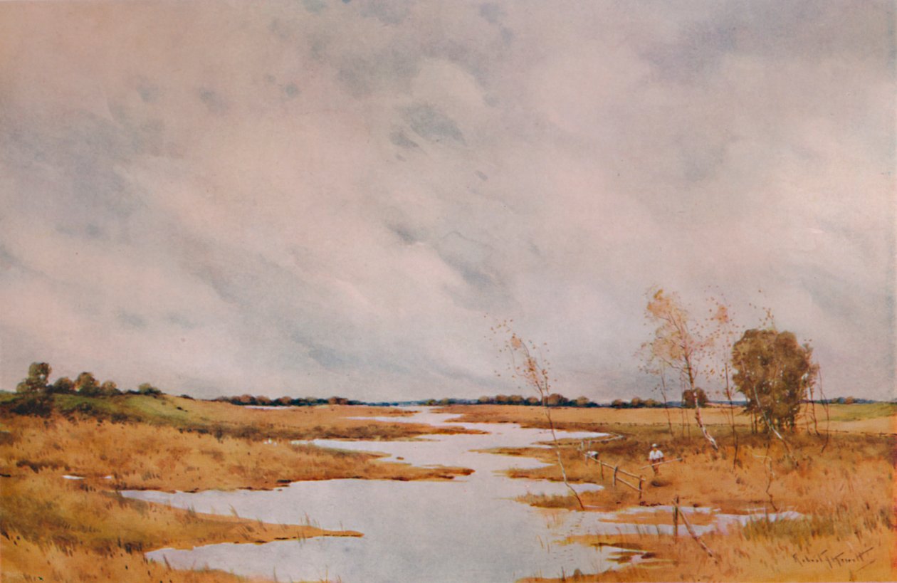 „Naprawa ogrodzenia, bagna Suffolk”, XX w., 1935 r autorstwa Robert J Hewitt