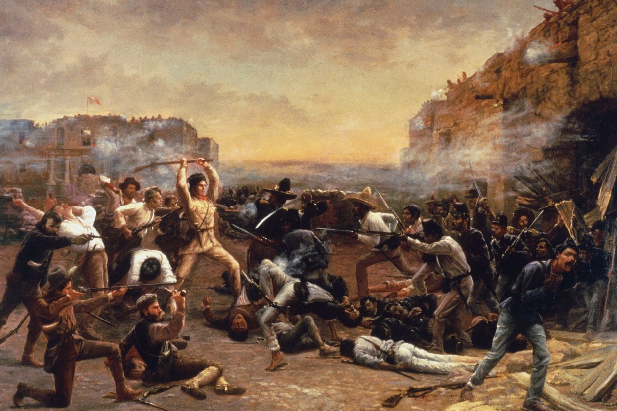 Upadek Alamo lub Ostatni bastion Crocketta autorstwa Robert Jenkins Onderdonk