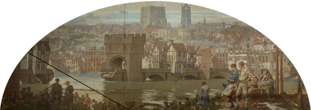 Newcastle upon Tyne z Gateshead - Wielka powódź, AD 1771 (olej na płótnie) autorstwa Robert John Scott Bertram
