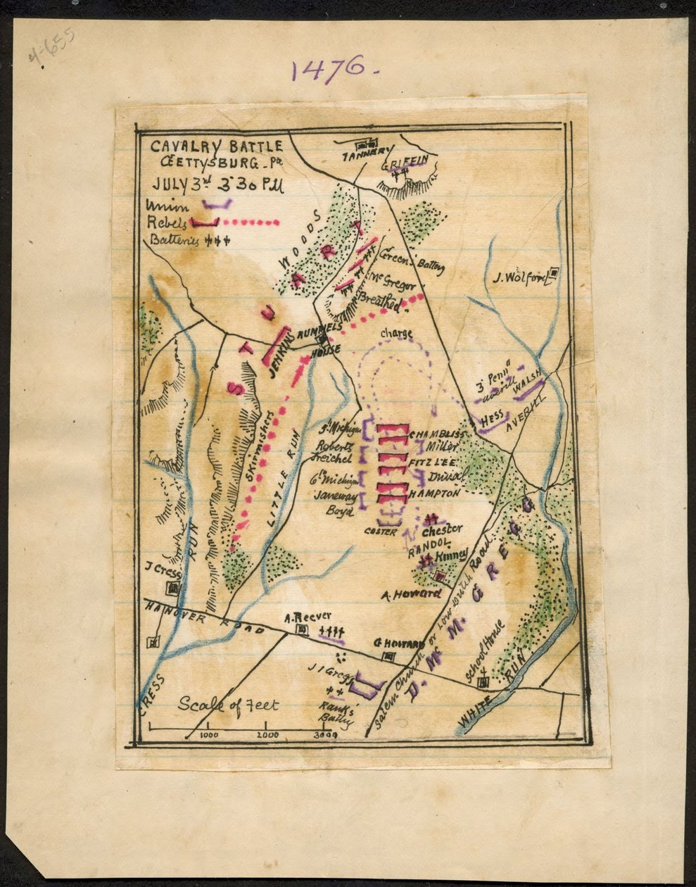 Bitwa kawalerii, Gettysburg, Pa. 3 lipca, godz. 15:30 LOC gvhs01.vhs00150 autorstwa Robert Knox Sneden