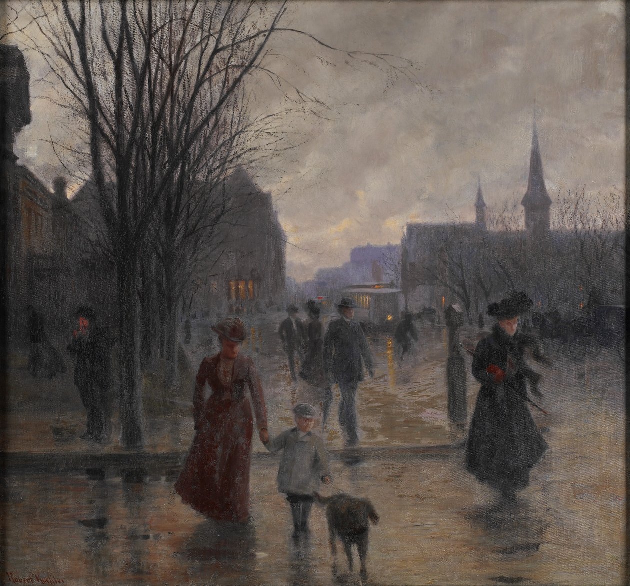 Deszczowy wieczór na Hennepin Avenue, ok. 1902 r. autorstwa Robert Koehler
