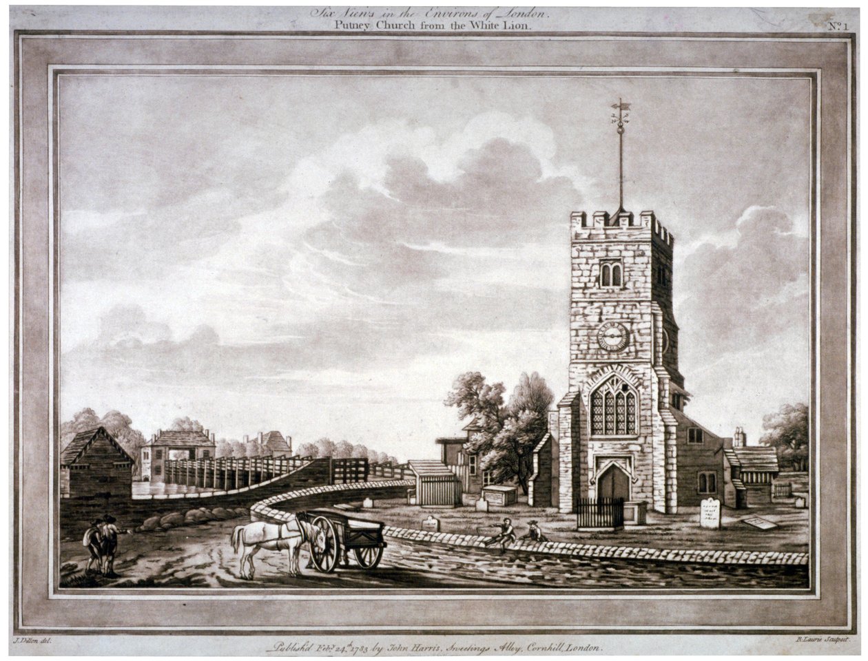 Kościół St Mary, Putney, Wandsworth, Londyn, 1783. autorstwa Robert Laurie