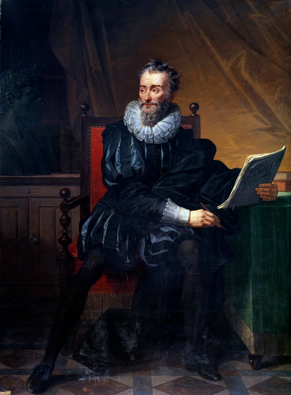 Portret u stóp francuskiego poety Francois de Malherbe (1555-1628) Obraz Roberta Lefevre (1755-1830) XIX w. Słońce. 1,5x2,09 m Paryż, bibliotheque Sainte Genevieve autorstwa Robert Lefevre
