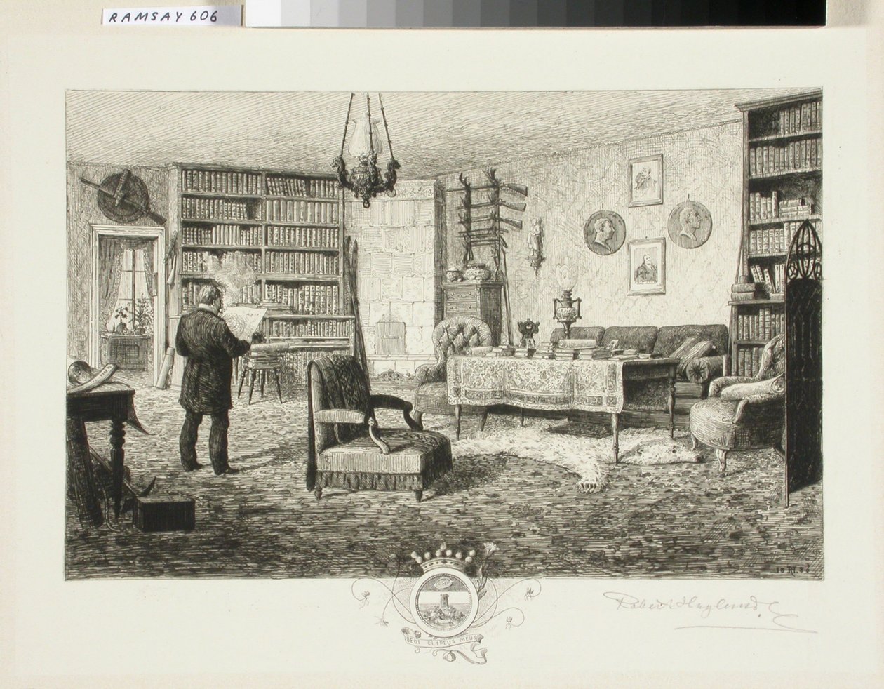 Adolf Erik Nordenskjöld w swojej bibliotece autorstwa Robert Ludvig Haglund